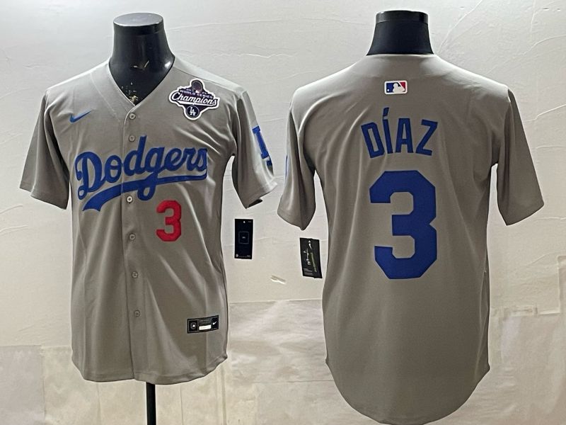Men 2026 Los Angeles Dodgers #3 Diaz Grey Game Nike MLB Jersey style 007->los angeles dodgers->MLB Jersey
